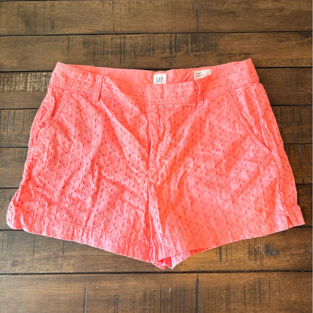 GAP Bright Coral Eyelet Shorts